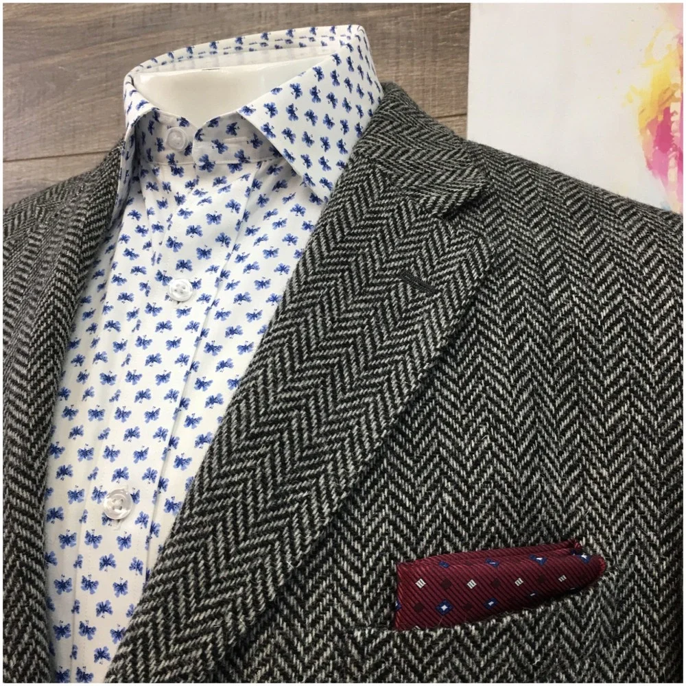 IBIZA Mens Tweed Blazer Sport Coat Casual‎ Jacket Size 44R Classic Wool Suit